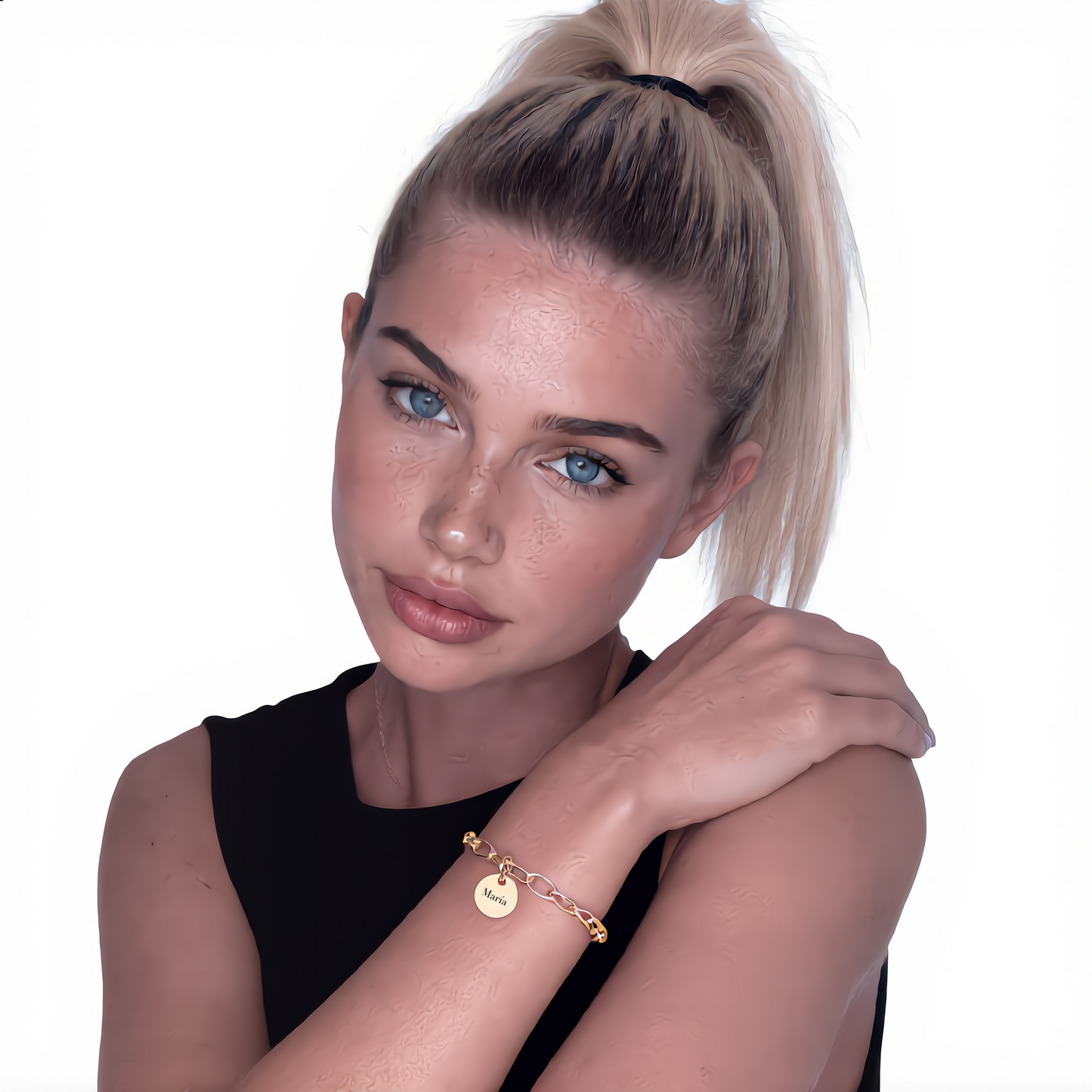 Caja de Rosa Eterna |  Rosa Real y Pulsera Diora Nombres