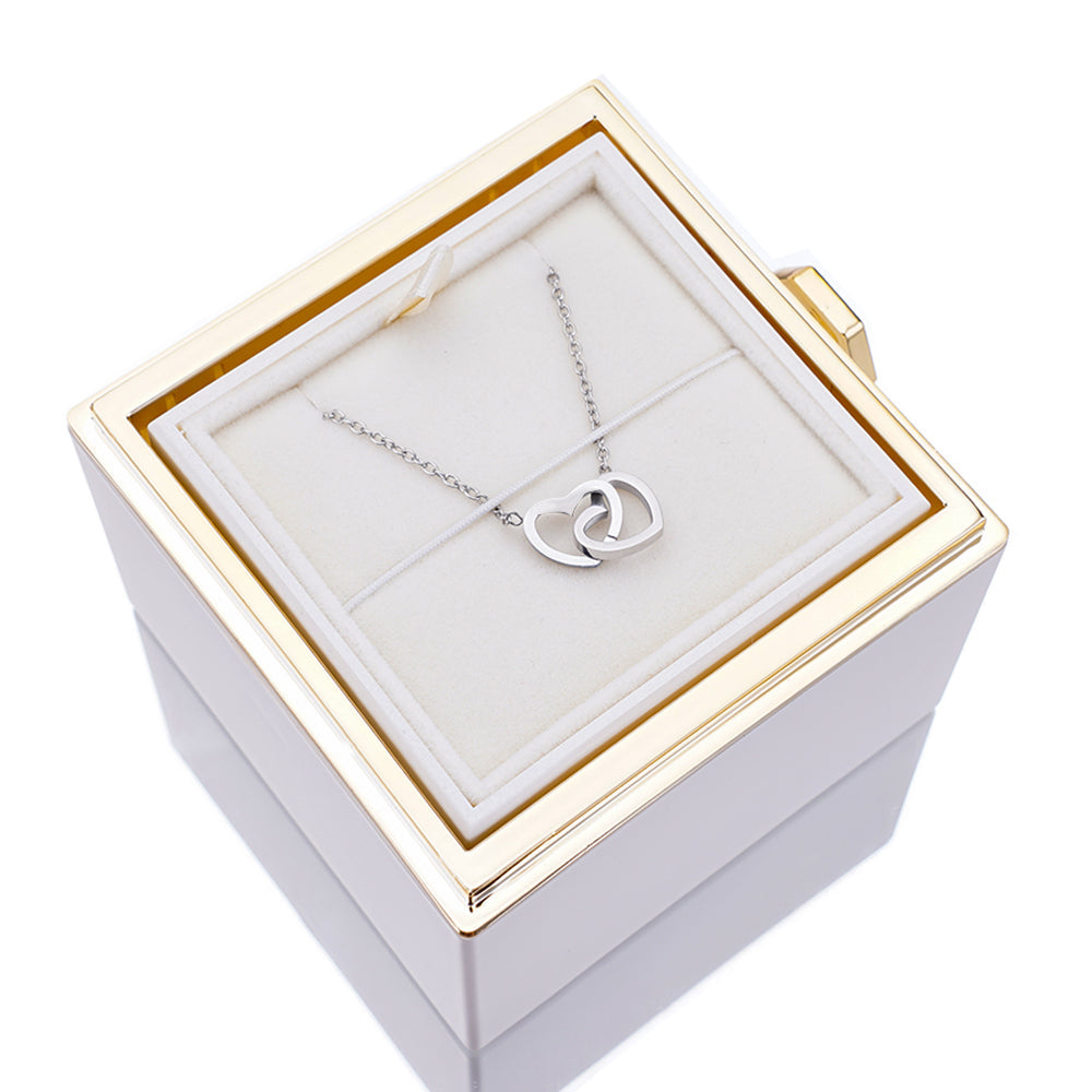 Caja de Rosa Eterna | Rosa Real y Collar Personalizado en Oro 18k