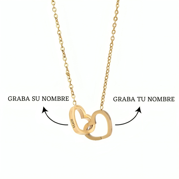 Collar Dos Corazones Personalizado en Oro 18k