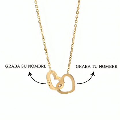 Collar Dos Corazones Personalizado en Oro 18k