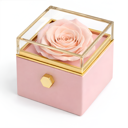 Caja de Rosa Eterna |  Rosa Real y Pulsera Eslabones Unidos