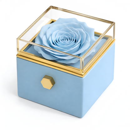 Caja de Rosa Eterna |  Rosa Real y Pulsera Eslabones Unidos