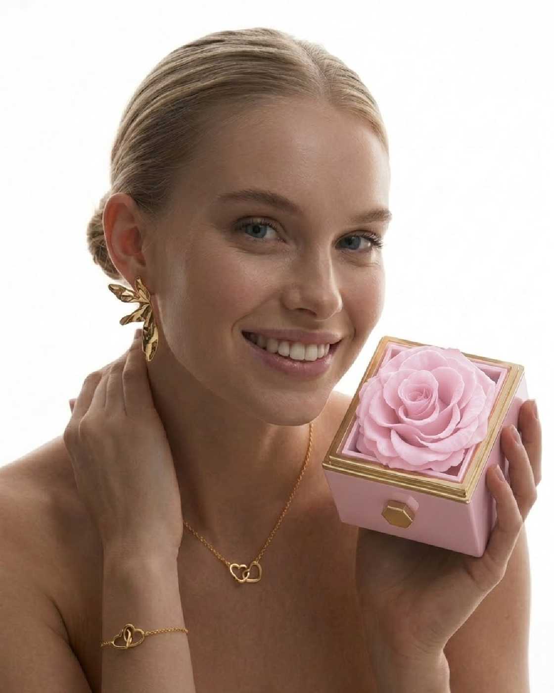 Caja de Rosa Eterna | Rosa Real y Collar Personalizado en Oro 18k (Copia) (Copia)