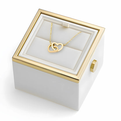 Caja de Rosa Eterna | Rosa Real y Collar Personalizado en Oro 18k