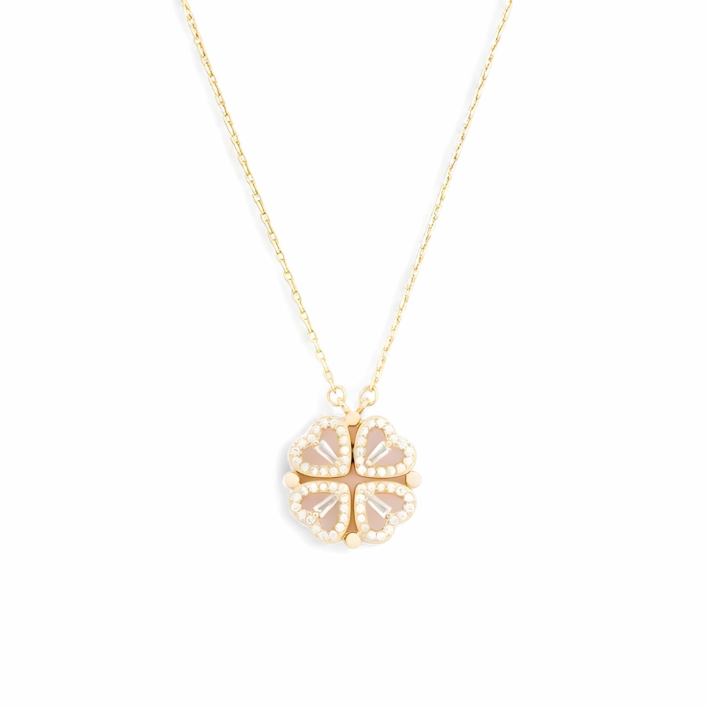 Caja de Rosa Eterna |  Rosa Real y Collar Trébol de Corazónes