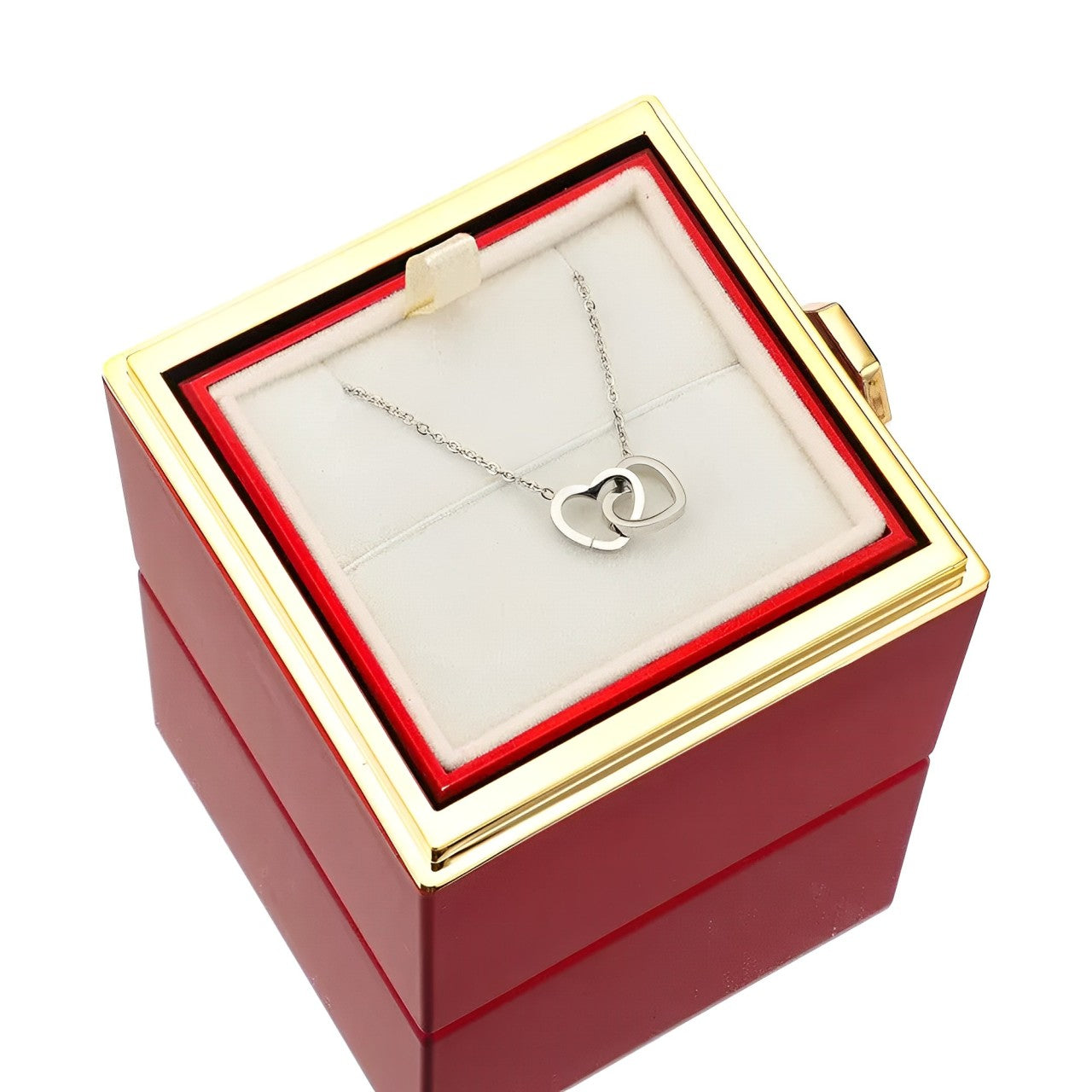 Caja de Rosa Eterna | Rosa Real y Collar Personalizado en Oro 18k